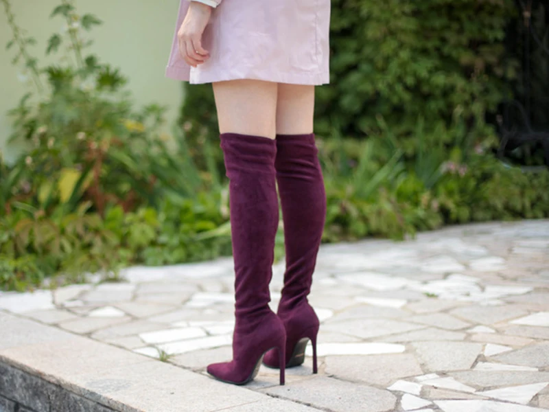 Taoffen/; женские высокие сапоги на высоком каблуке; женская обувь; пикантные леопардовые зимние женские сапоги выше колена с острым носком; размеры 34-43