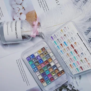 

Pearlescent 48-Color Watercolor Pigment Solid Watercolor embossing powder