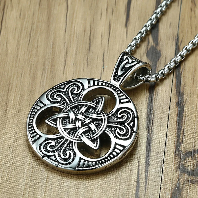 Irish Celtics Trinity Love Knot Round Triquetra Pendant Necklace - Image 4