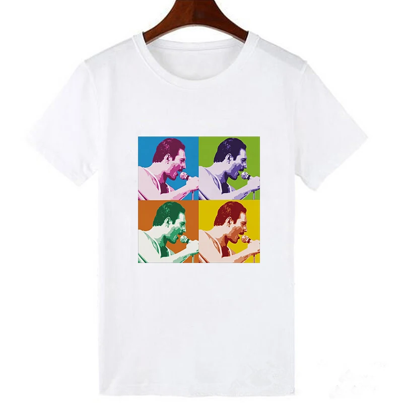 Showtly Фредди Меркурий футболка королева рок группа женщины футболка потому что Бог нужен кто-то, чтобы научить ангелов петь Футболка Топ - Цвет: 19bk446-white