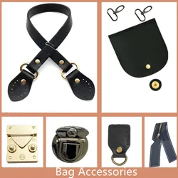 Black DIY Handbags Bag Knitting Bag Leather Bag With Hardware Strap Handmade Bottom Bucket Bag Accessories
