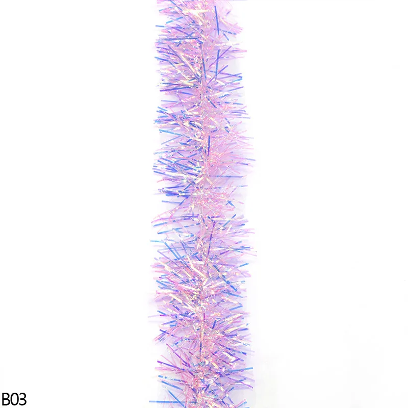 2 м 3 см/5 см Радужная цветная фольга ротанговая мишура стример Рождественская елка подвесная гирлянда на Рождественское дерево украшения Поставки Декор - Цвет: B03 pink
