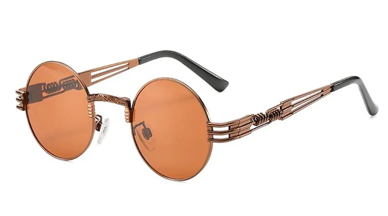 MAXJULI Steampunk Round Sunglasses for Men Women Alloy Eyeglasses Circle Shape Brand Designer Sun glasses Mirror UV_voghion.com