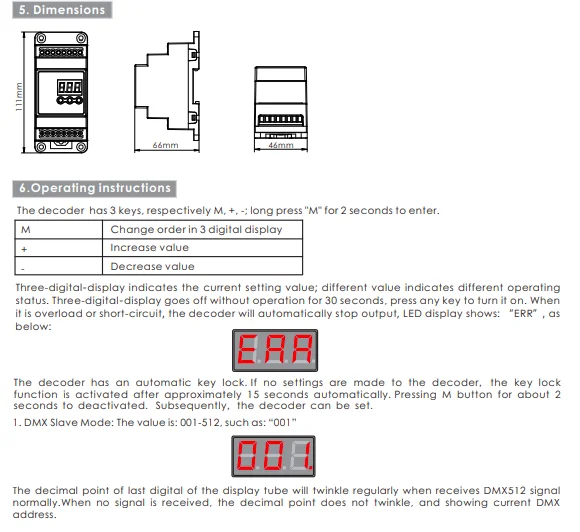BC-831-DIN din-рейку DC12-24V вход 10A* 1CH выход, постоянное напряжение DMX512 декодер цифровой ламповый дисплей для светодиодные ленты светильник