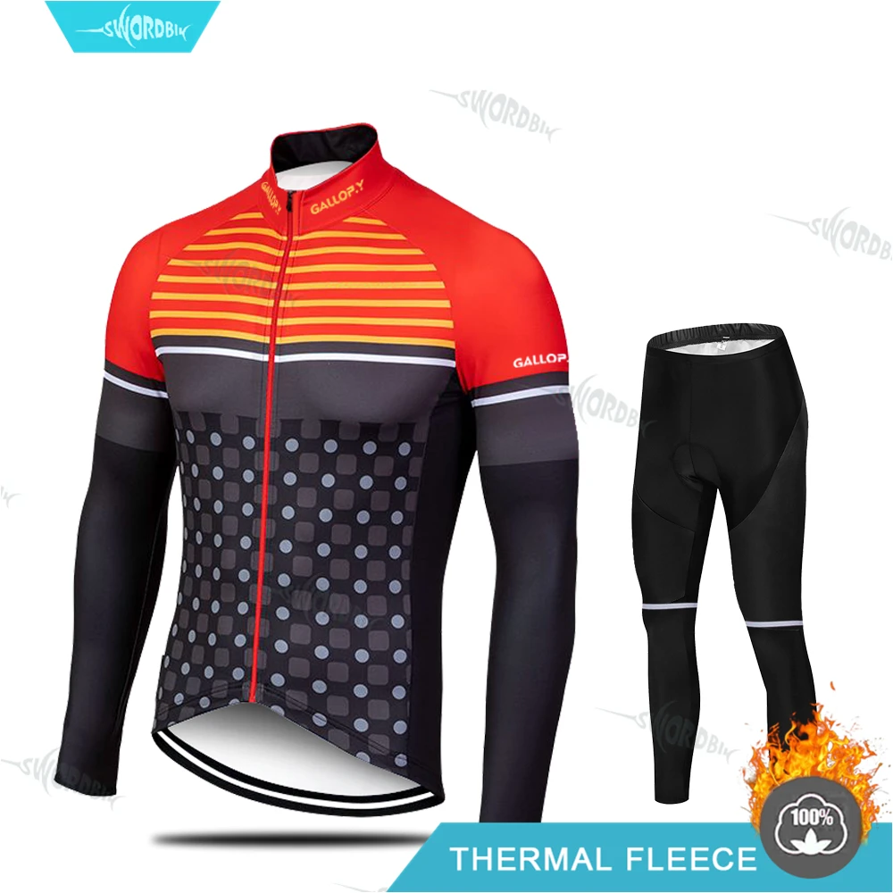 Ropa Ciclismo Hombre Pro Team Зимняя одежда теплая флисовая велосипедная футболка с длинным рукавом Одежда для велоспорта теплый комплект Ropa Ciclismo - Цвет: Normal Cycling Set