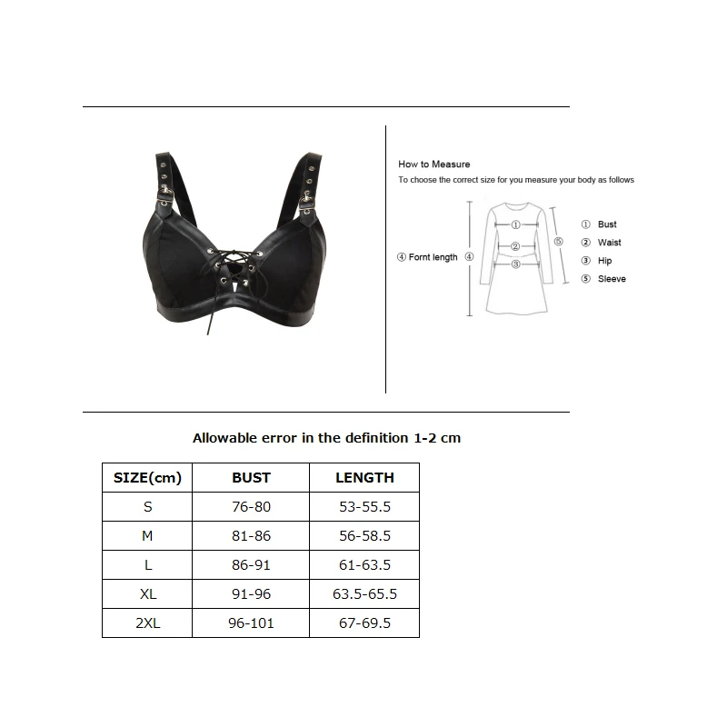 Lady Gothic Steampunk Corset Push UP Bra Tops Costume Leather Bustier Slimming Waist Outfit party Nightclub Bra Short Top