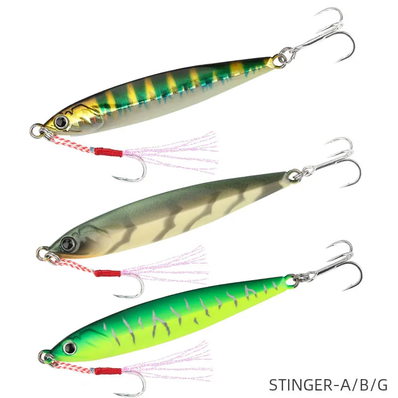 TINGER-ABG-3pcs TSURINOYA металлический джиг, приманка для рыбалки, костюм STINGER 20 г/30 г/40 г, светящаяся зимняя приманка для заброса соленой воды - Цвет: TINGER-ABG-3pcs