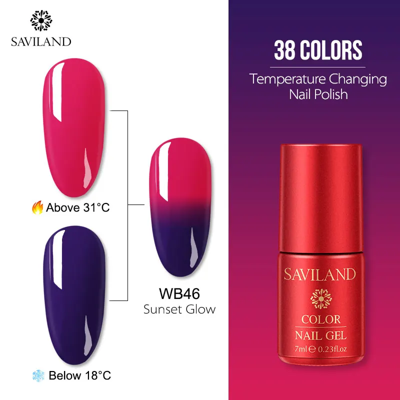 Гель-лак SAVILAND, 36 цветов, меняющий температуру, Гель-лак, меняющий настроение, гель для ногтей, не впитывается, лак для ногтей - Цвет: 7ml WB46