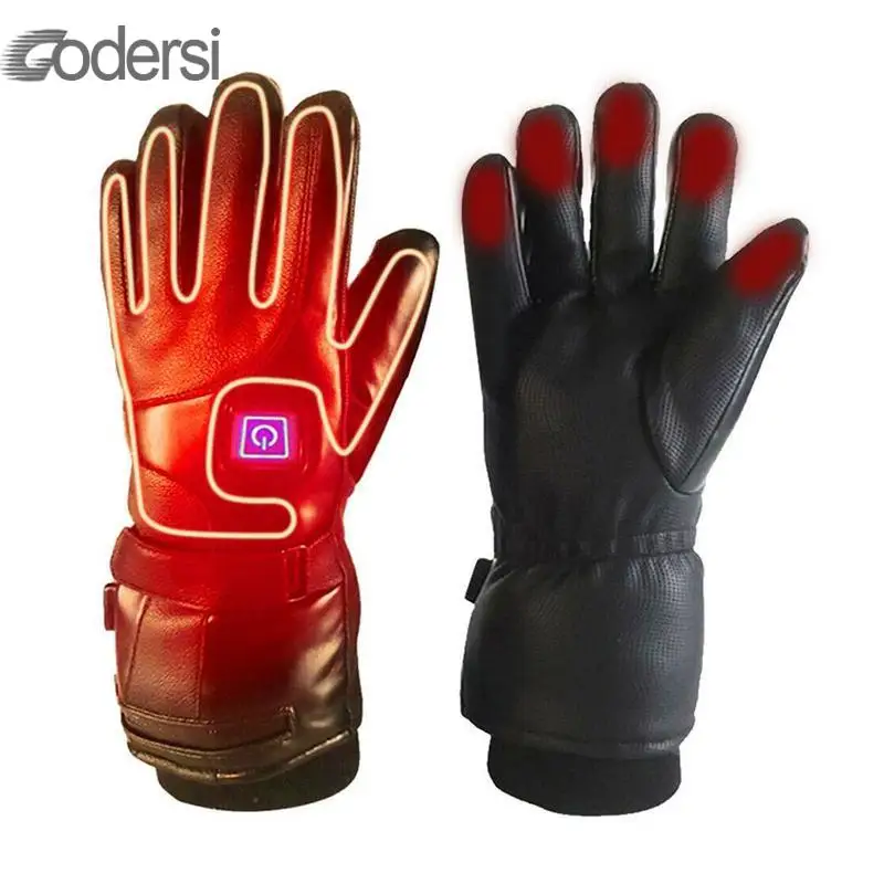1 пара, зимние USB грелки для рук, электрические термальные кожаные перчатки, водонепроницаемые перчатки с подогревом, на батарейках, для мотоцикла, лыжные перчатки