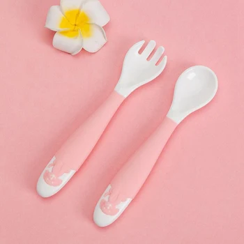 

Baby Utensil Spoon Fork Set With Travel Safe Case Toddler Bendable Feeding Supplement Training Spoon Baby Feeding Accessories