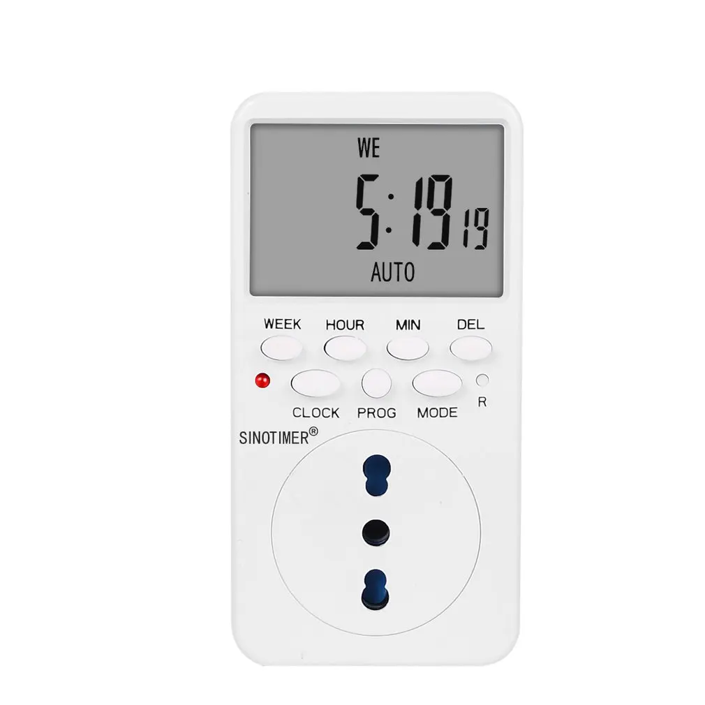SINOTIMER TM519 7 дней Еженедельный ЖК-цифровой программируемый переключатель розетка таймер вилка контроль релейного переключателя времени ЕС/США/Великобритания/IT/BR/IL