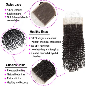 Yvonne 4A 4B Kinky Curly Bundles With Closure 3/4+1 Human Hair Bundles With Closure 4×4/5×5 Brazilian Virgin Hair Weave 5