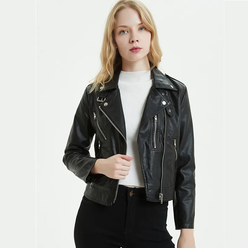 

Women Jacket Coat Autumn Female Flight PU Jacket Zipper Long Sleeve Leather Jackets Windproof Motorcycle Coats Casual Streetwear