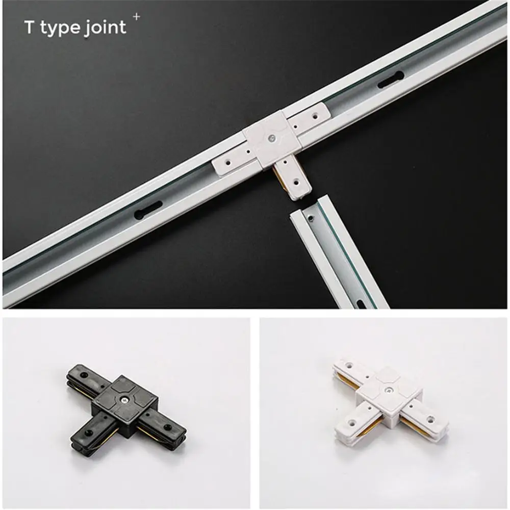 Black White 0.5m 50cm Track for Track Light 2 Wire Rail for Track Lamp L T Universal Power Docking Track Jointer Connector 6