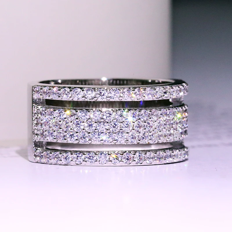 3 слоя CZ брендовые модные 925 пробы серебряные ювелирные изделия кубический циркон кристалл обручальные кольца для женщин украшения anillo