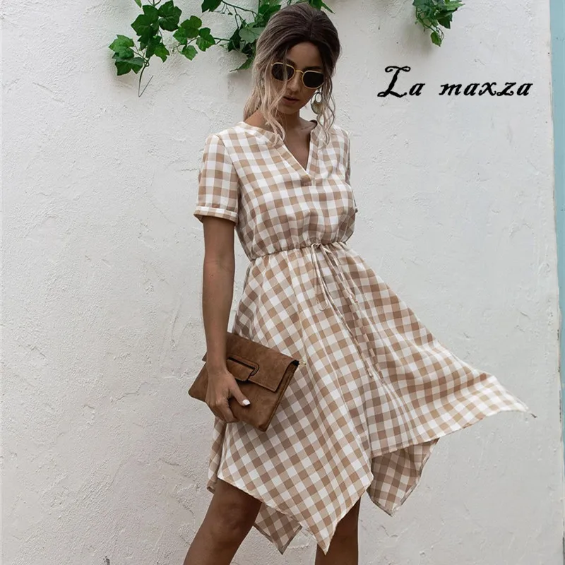 plaid midi dress