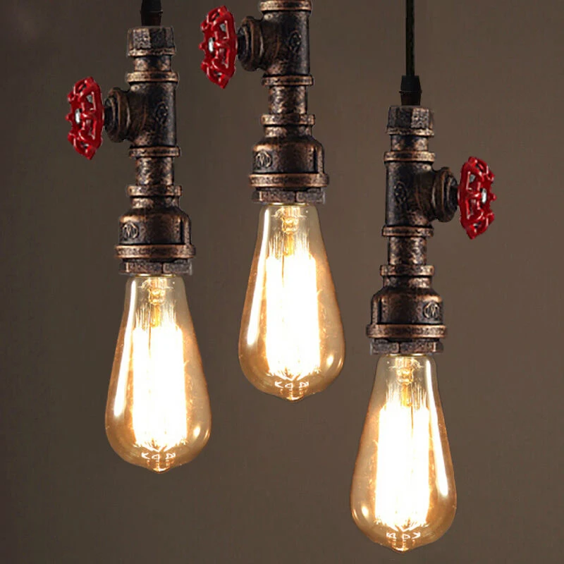 

Vintage Water Pipe Industrial Hanging Decor Ceiling Lamp Shade Pendant Light Dining Room Living Room Lighting Accessories