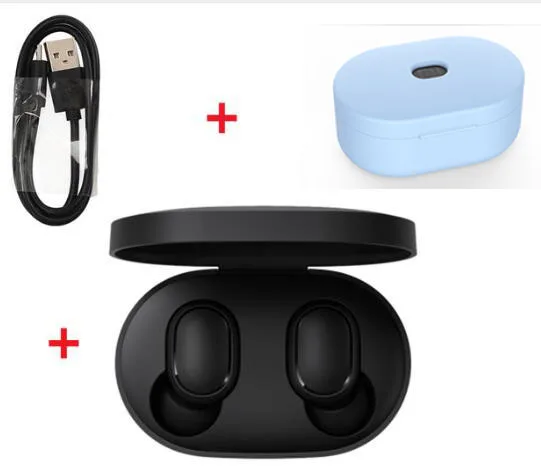 cable add case Xiaomi Redmi Airdots TWS Bluetooth наушники стерео бас Bluetooth 5,0 Eeadphones с микрофоном свободные Наушники управление AI - Цвет: cable add case