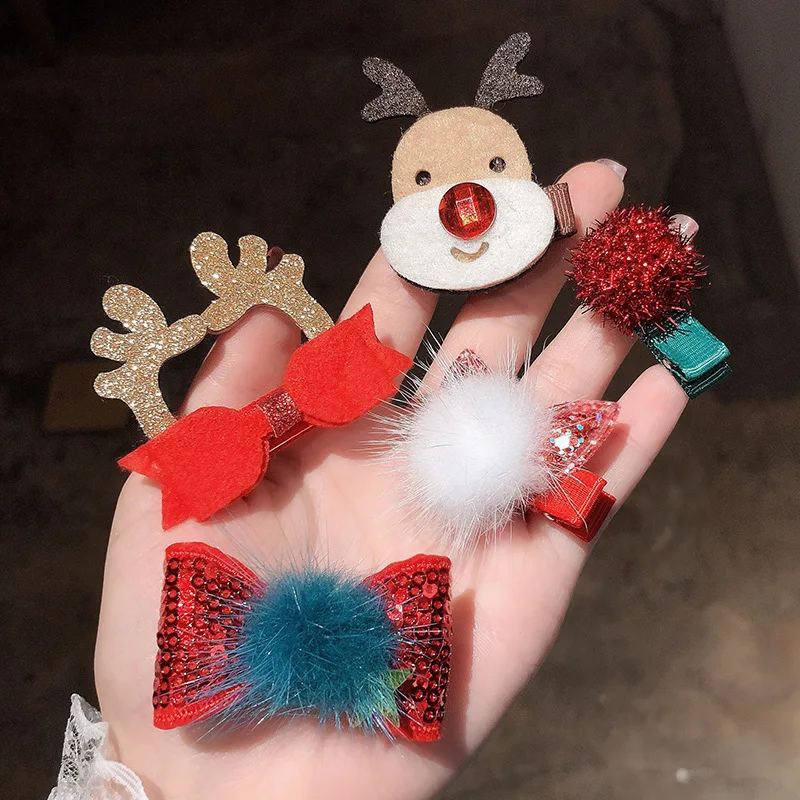 30 компл./лот 5 шт./компл. DIY простой мульти Рождественский кожа Заколки для волос Мультяшные заколки для волос Инструменты для укладки волос аксессуары HA1613