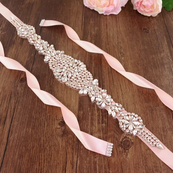 

TOPQUEEN Bridal Belts Wedding Dress Sashes Diamond Belts for Dresses Sequin Belt Rose Gold Rhinestone Belt Bridal Belt S123