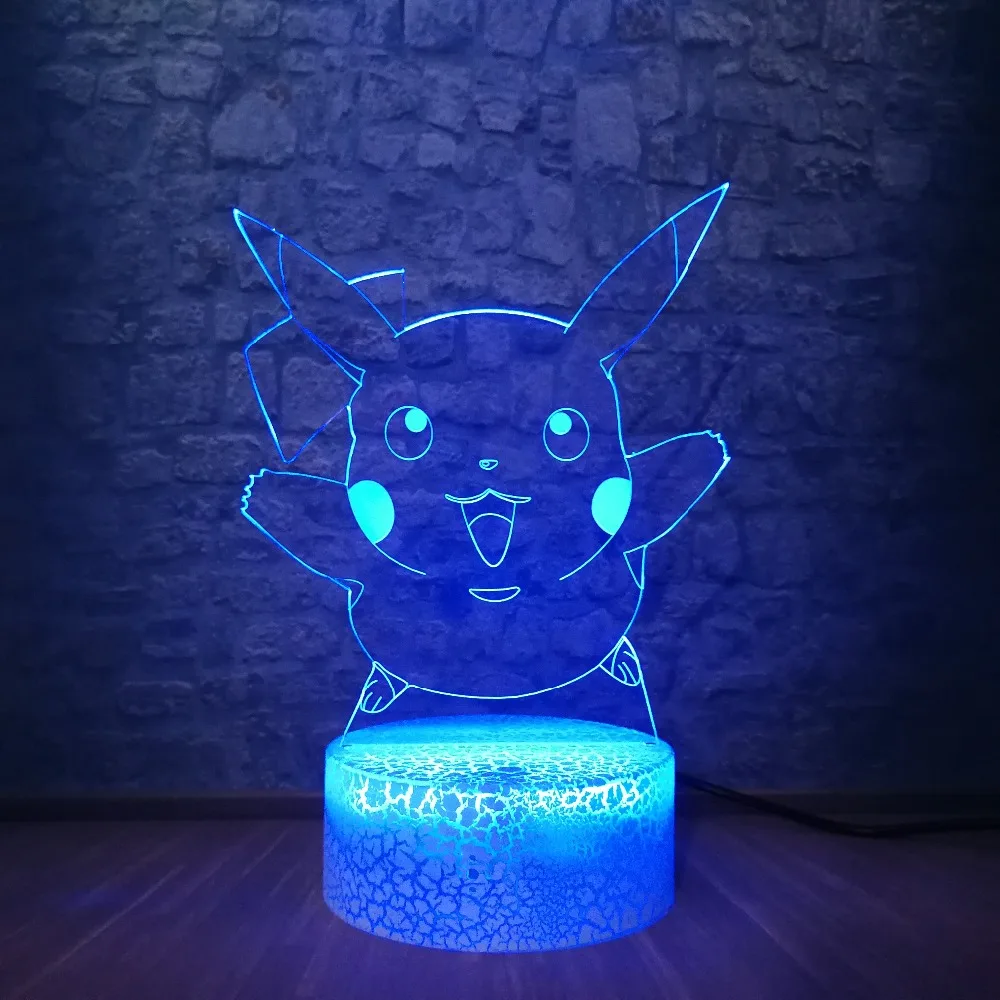 3D лампы Pokemon Pikachu, 7 цветов, светодиодный декоративный светильник на Рождество, s, USB, ночной Светильник для сна, 3AA, настольная лампа на батарейках для детей, Подарочная игрушка