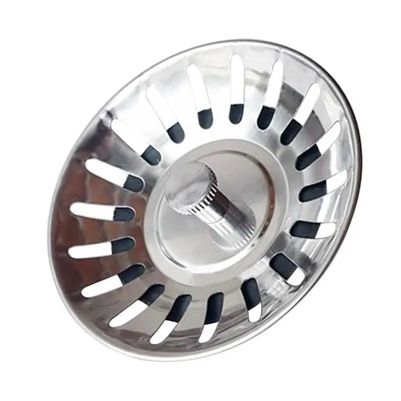 silver Пробка для кухонной мойки из нержавеющей стали, пробка для сливное отверстие для ванны, дуршлаг, сливная раковина, резиновые для раковины, ситечко, крышка, отверстие - Цвет: silver