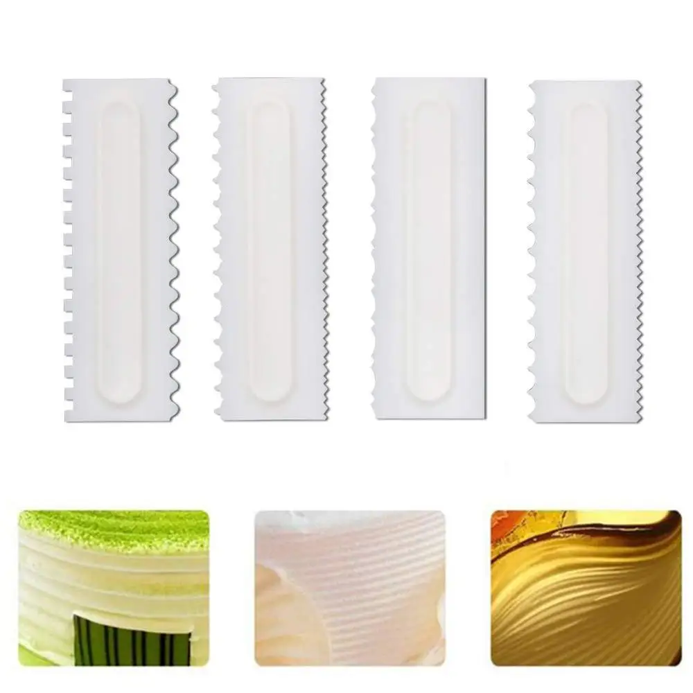  4PCS/Set Cake Bakeware Comb Cake Scraper Home Baking Tool Molds Multifunctional Cream Scraper Cake 