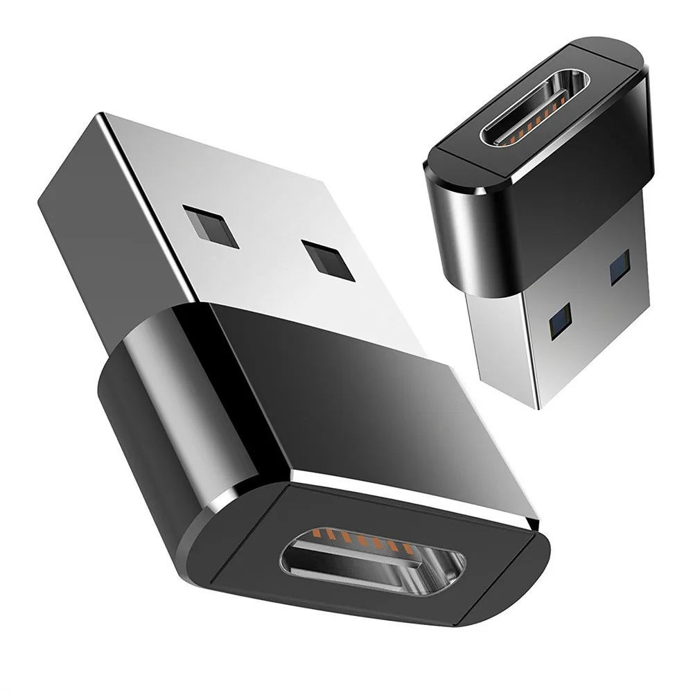 USB 2,0(тип-a) штекер USB3.1(тип-c) гнездовой разъем конвертер адаптер+ USB 3,1 тип-c штекер USB 2,0 - Цвет: Черный