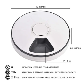 

Automatic Pet Feeder Food Dispenser for Dogs, Cats & Small Animals - Features Distribution Alarms, Programmed Timed Self 6 Meal