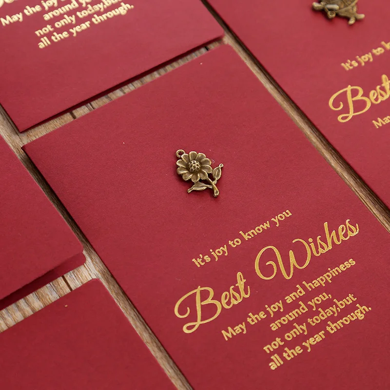 

20pcs/lot Vintage Metal Red Greeting Card DIY Birthday Wedding Love Day Card Envelopes Gift
