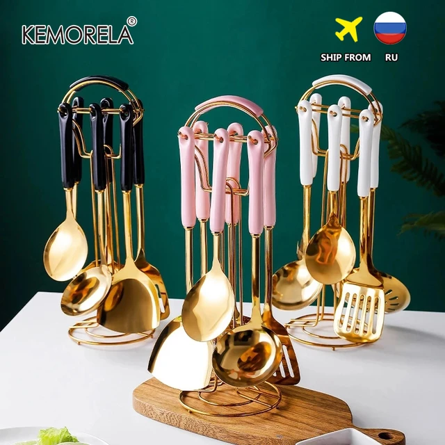 Stainless Steel Cooking Utensils  Stainless Steel Serving Utensils - 7  Piece Set - Aliexpress