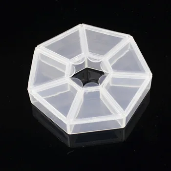 YZWLE 1Pc 7 Grids Clear Empty Nail Decorations Display Container with Cap Nails Nail Art Storage Case Tool