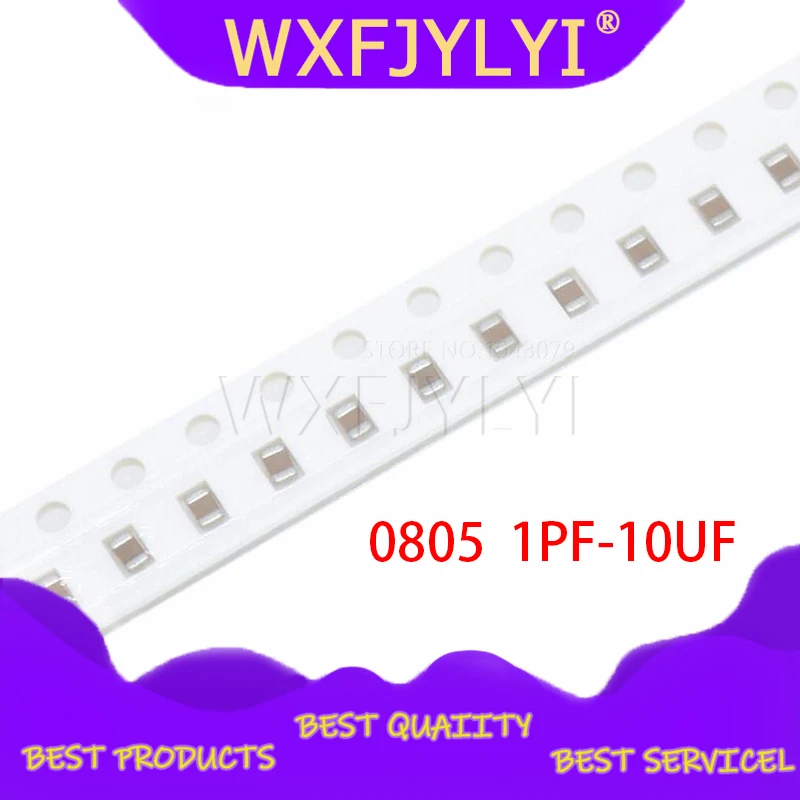 100 шт. 0805 smd конденсатор керамический 1PF-10UF 20PF 220PF 330PF 680PF 4.7NF 22NF 33NF 10NF 220NF 1 мкФ 2 4 7 10