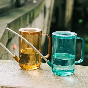 

Durable Transparent Flowers Long Mouth Patio Outdoor Stainless Steel Household Gardening Tools Plant Plastic Pot Watering Can