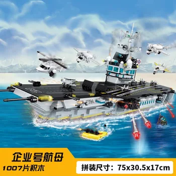 

Chinese Military Sets Enterprise Carrier model DIY Navy Army Bricks Warship Building Blocks Sets Technic Brinquedos Kids Toys