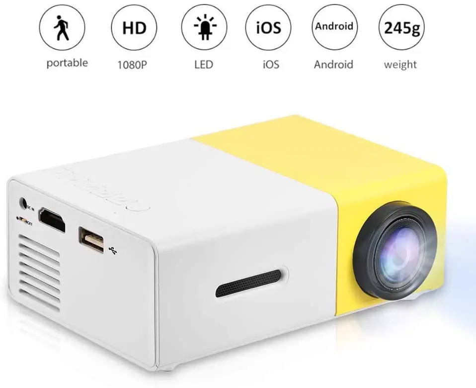 

Mini Projector Portable 1080P LED Projector Home Cinema Theater Indoor/Outdoor Movie projectors Support Laptop PC SmartphoneHDMI