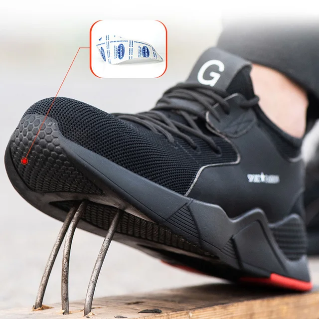 US $10.50 Manlegu New 36-48 Lightweight Safety Shoes Men Steel Toe Safety Boots Anti-Piercing Breathable Work