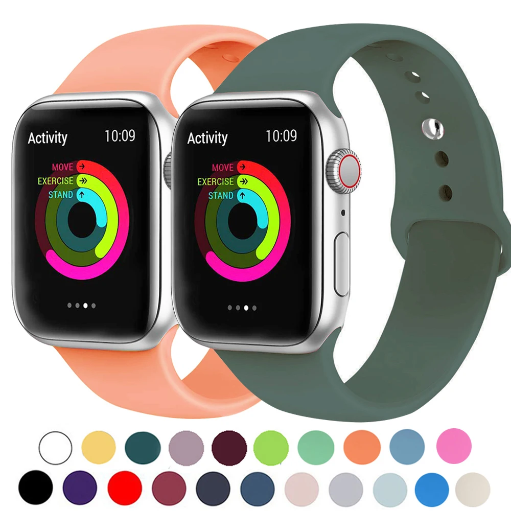 Силиконовый ремешок для Apple Watch 38 мм 42 iwatch 5 44 40 спортивный браслет резиновый iwatch5 4 3