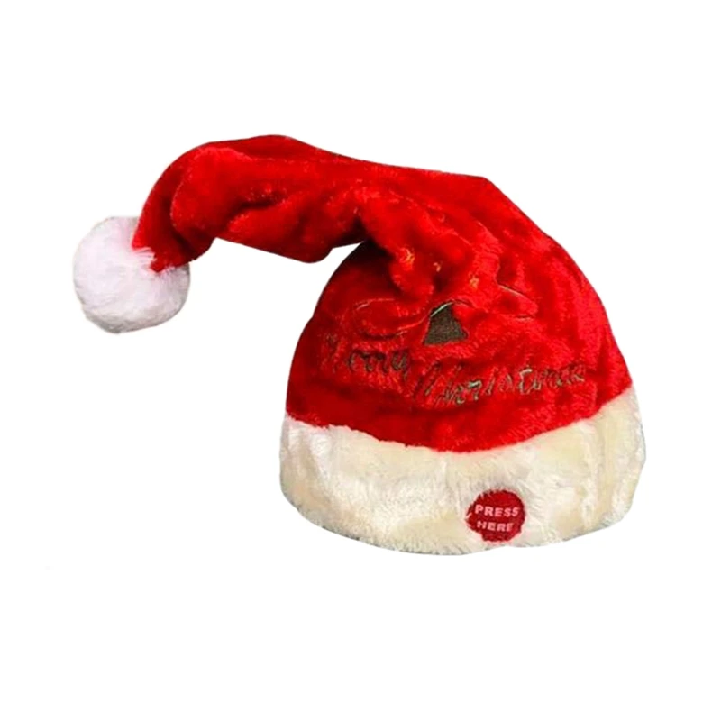 

Hot Electric Christmas Hat Velvet Embroidered Christmas Music Cap Party Decoration Christmas Gift Music Swing Santa Claus Hat