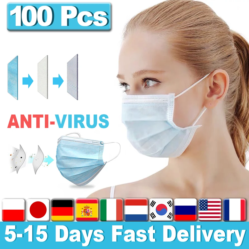 

DHL Professional Women Men Boy Girl Mask 100Pcs/Pack 3-Ply PM2.5 N95 Nonwoven Disposable Breathable Children Face Mask