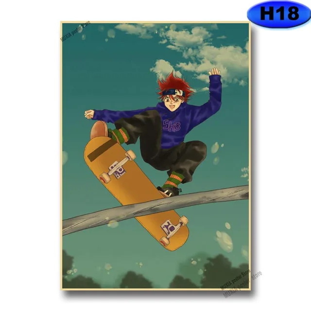 Vintage SK8 The Infinity Poster Kraft Paper Anime Posters Wall Stickers Home Decor Study Bedroom Bar Cafe Decoration Painting H18