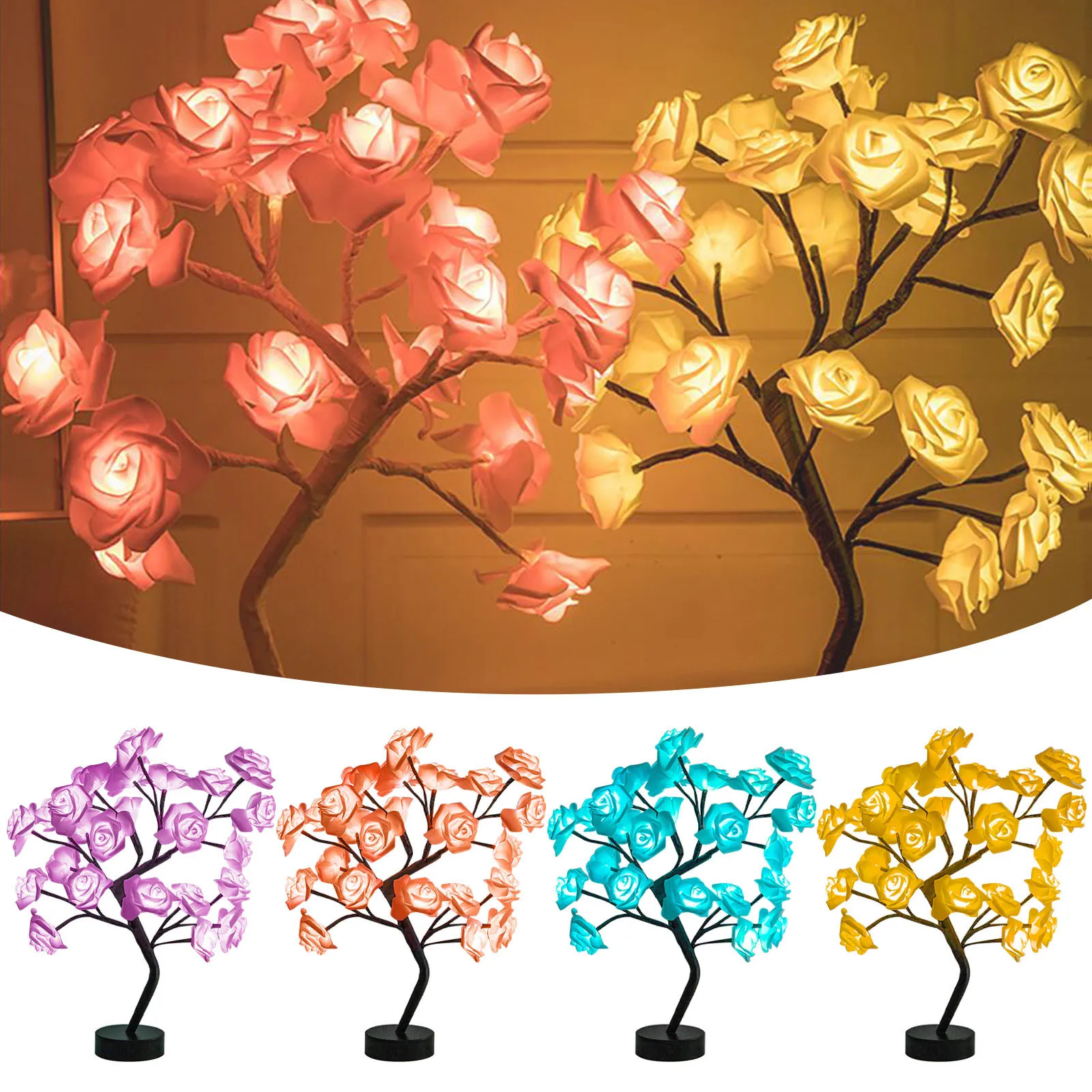 Night Lamp Rose Flower Rose Tree Lamp Led Lights Night Lamp Rose