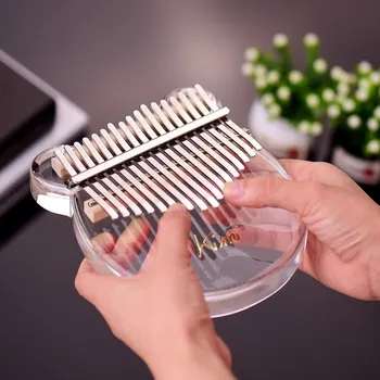 

17-Key Kalimba Thumb Piano Transparent Acrylic Material with Carry Bag Musical Note Stickers Tuning Hammer Cleaning Cloth