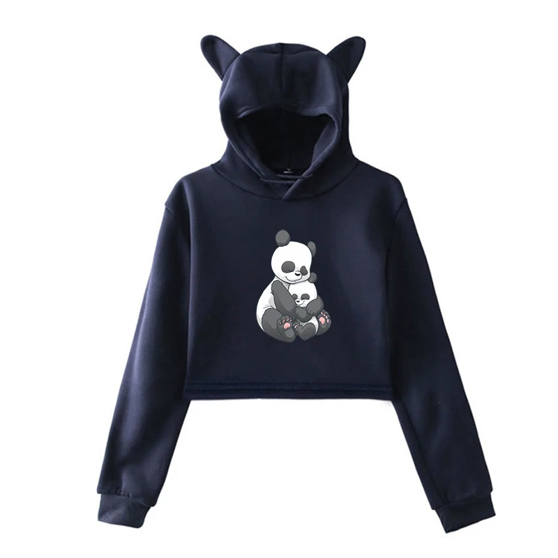 Забавная панда Kawaii толстовки женские Harajuku Толстовка розовая одежда уличная одежда толстовки Одежда для девочек зимние топы с длинными рукавами