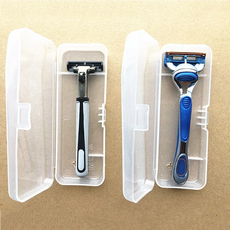 

Men Universal Shaver Storage Box Handle Box Full Transparent Plastic Case Razor Boxs Eco-Friendly PP Shaving Box high Quality