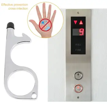 

3 Colors Multi-functional Portable Metal Hygiene Anti-fact Beer Trigger Touchless Key Chain Door Opener Press Elevator Tool