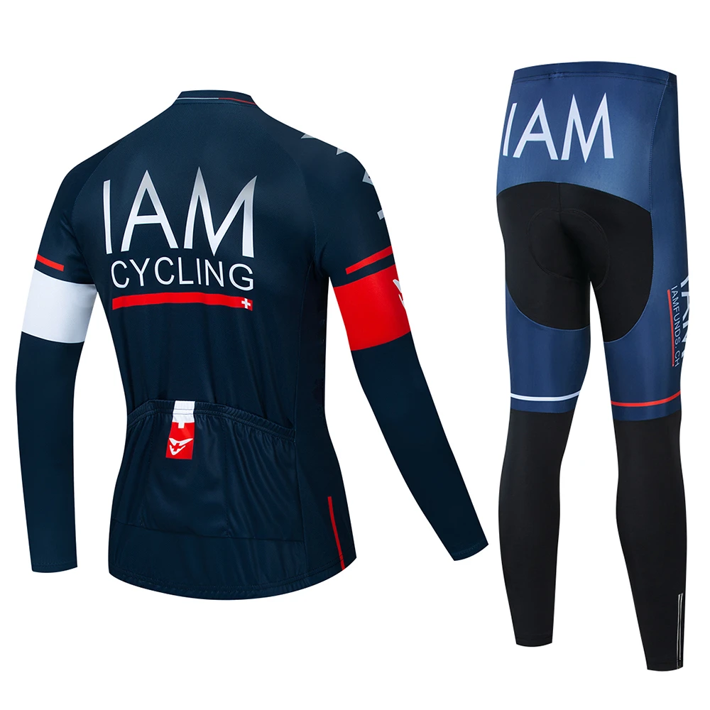 Весна осень pro team IAM велосипедные комплекты Джерси мужские с длинным рукавом велоодежда MTB велоодежда ing велосипедный гелевая Подушка 19d
