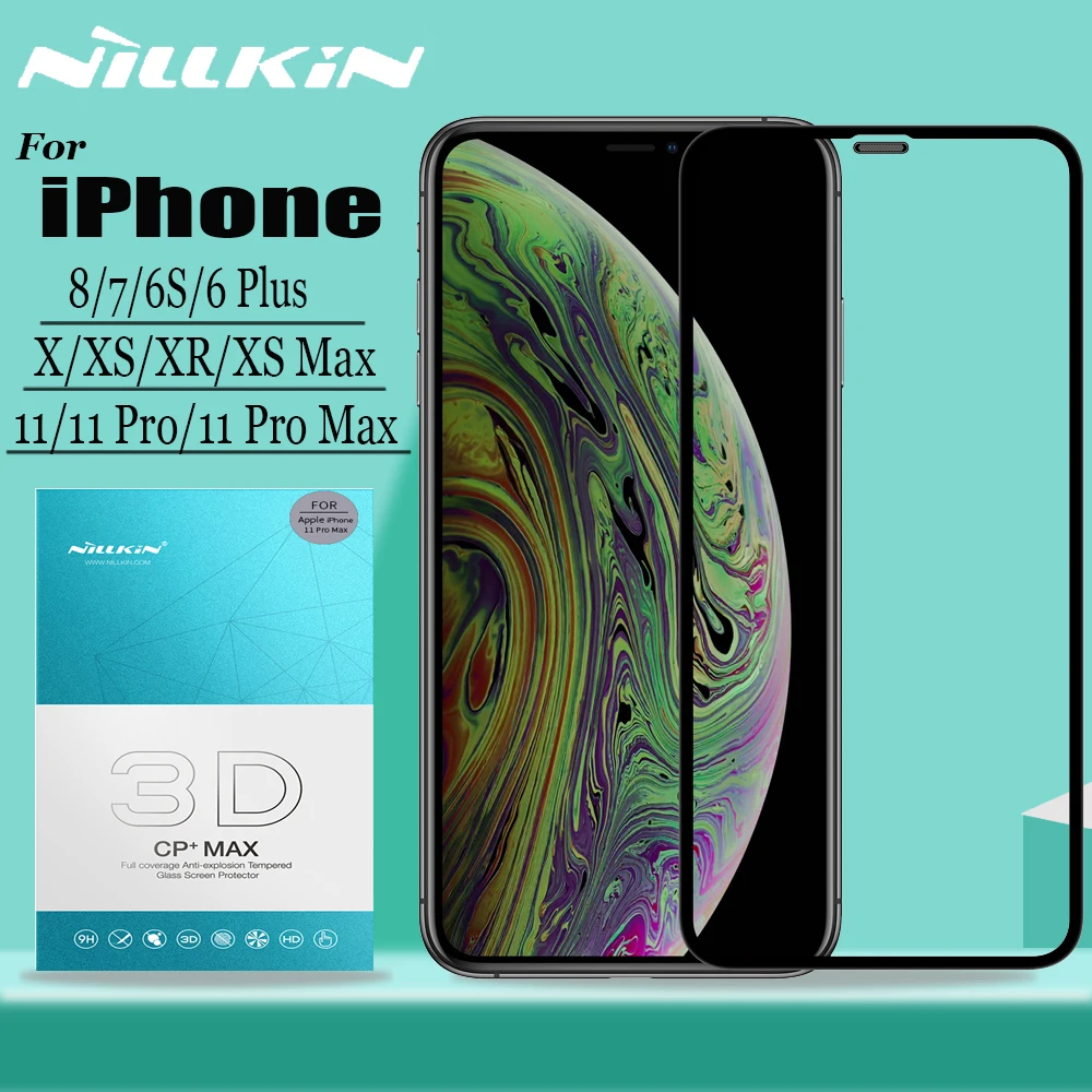 Nillkin for iPhone 11 Pro Max X Xr Xs Max Glass Screen Protector 3D Full Coverage Safety Tempered Glass for iPhone 8 7 6S 6 Plus