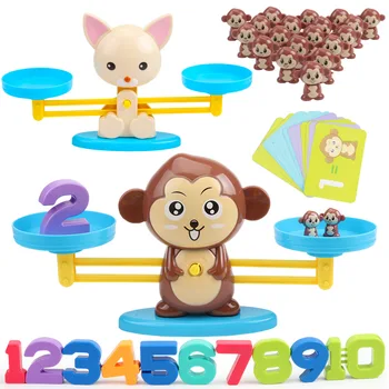 Math Match Game Board Toys Monkey Cat Digital Balance Scale Toy Kids Educational Learning Toy Add Subtract Math Toys 1