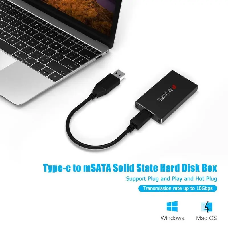 Горячий тип C к mSATA твердотельный накопитель адаптер USB 3,1 SSD жесткий диск корпус мобильный корпус внешний твердотельный жесткий диск коробка